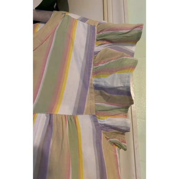 Roller Rabbit Dress Sz Small Flutter Sleeve Lavender Butter Yellow Tiered Ruffle - Picture 12 of 14